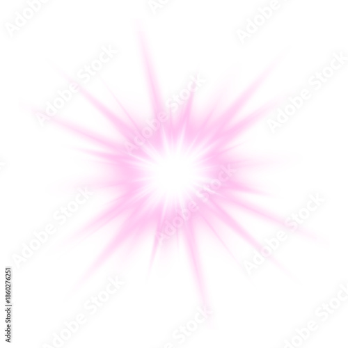 Pink neon star glows softly with sparkling particles and gradient light. Transparent PNG allows easy integration. Perfect for magical, fantasy, or sci-fi projects. PNG