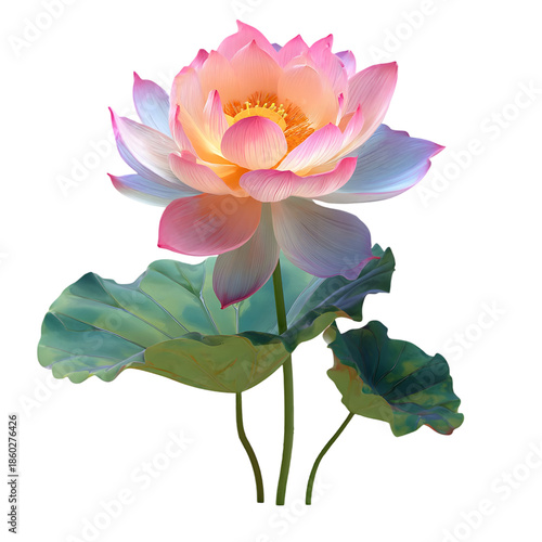 Elegant Pink Lotus Flower Blooming Amidst Green Leaves