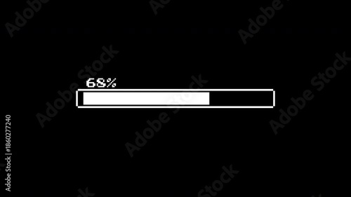 4k animation progress bar 100 percent completion loading status pixel retro suitable for indicating task completion, download status, or a fully loaded process in games and interfaces.