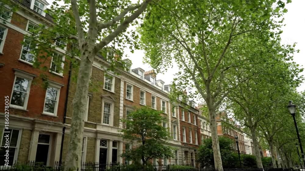 custom made wallpaper toronto digitalRow of brick buildings with trees and sky