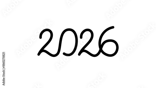 2026 year lettering, black isolated silhouette