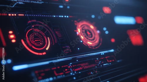 information technology virtual head up display for background computer screen.