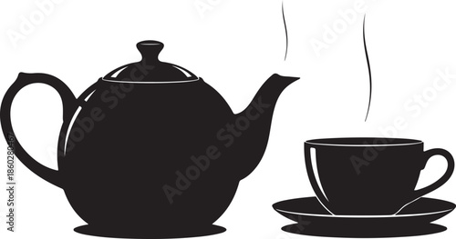 Tea Pot and Cup Silhouette SVG Design