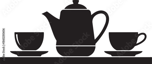 Tea Pot and Cup Silhouette SVG Design