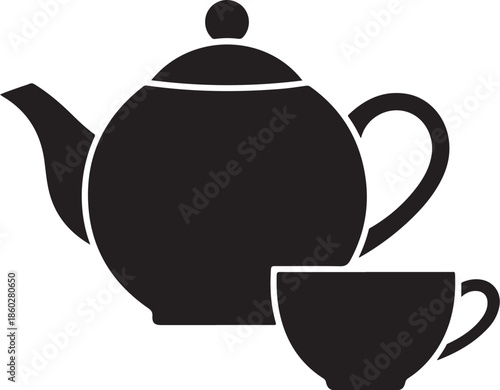 Tea Pot and Cup Silhouette SVG Design
