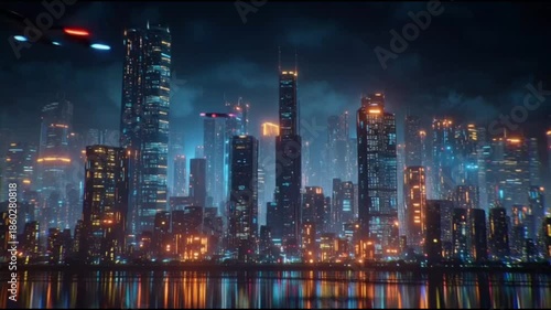 Wallpaper Mural Futuristic City Skyline Timelapse Torontodigital.ca