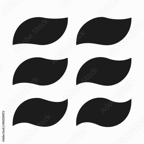 Twisted Rectangle Leaf Shapes Icon Set