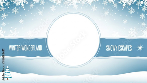 Winter wonderland background with snowflakes and snowy landscapes perfect for holiday invitations seasonal promotions and festive greetings