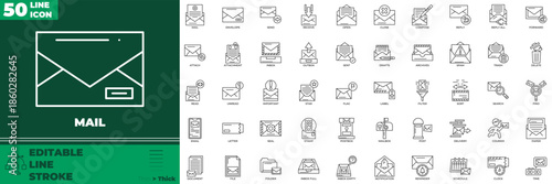 Mail Line Editable Icons set