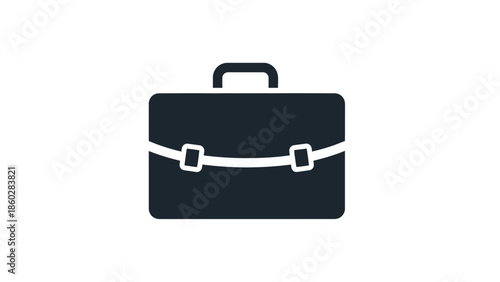 Black Briefcase with Buckles and Handle.