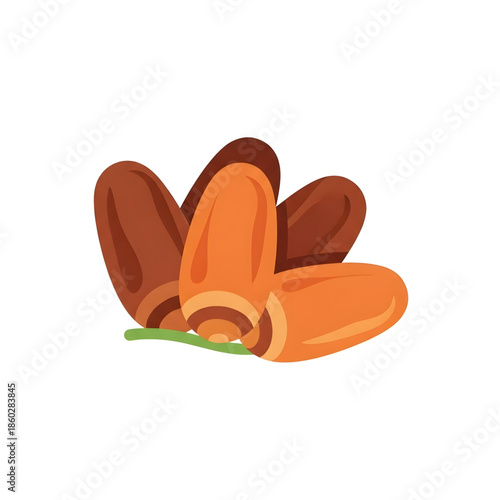 A cluster of ripe dates on a stem, showcasing their rich brown and orange hues, representing natural sweetness and healthy organic food options