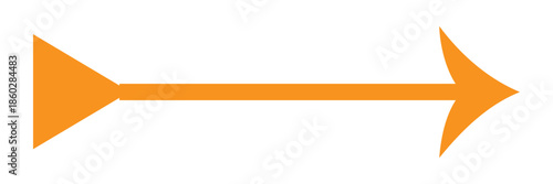 Orange directional arrow icon isolated on white background, flat vector style.