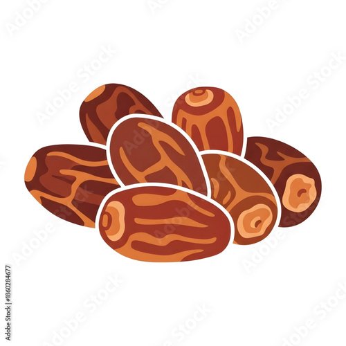 A pile of ripe, brown dates, a healthy and delicious dried fruit, perfect for snacking and baking