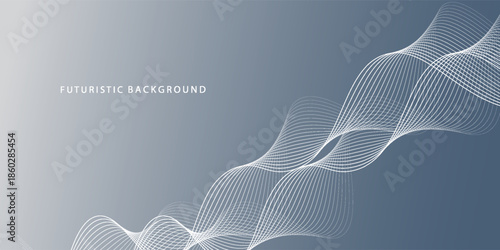 Abstract grey white background with flowing glowing lines. Dynamic flowing lines wave. Futuristic technology concept. Vector illustration