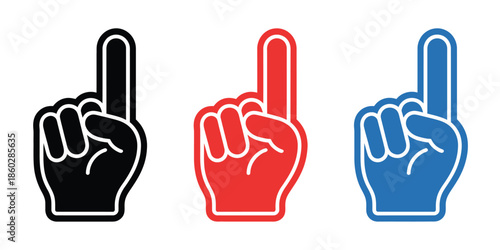 Number one foam hand gesture vector illustration, featuring fun sports concept and supportive fan symbol,