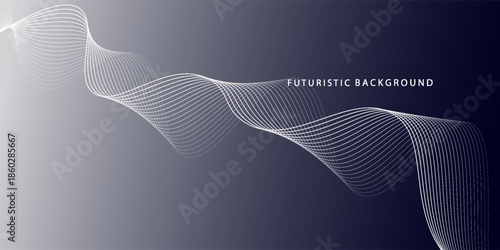 Abstract glowing wave lines on dark white background. Dynamic wave pattern. Modern flowing wavy lines. Futuristic technology concept. Suit for banner, poster, cover, brochure, flyer, website