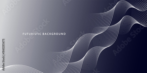 Abstract glowing wave lines on dark white background. Dynamic wave pattern. Modern flowing wavy lines. Futuristic technology concept. Suit for banner, poster, cover, brochure, flyer, website