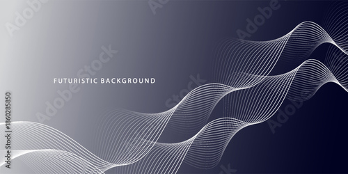Abstract glowing wave lines on dark white background. Dynamic wave pattern. Modern flowing wavy lines. Futuristic technology concept. Suit for banner, poster, cover, brochure, flyer, website