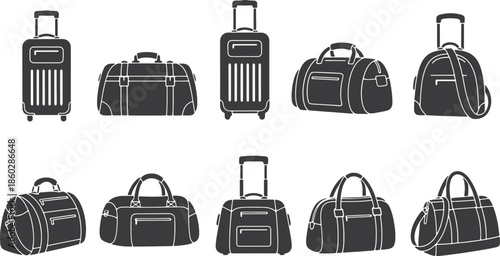 Collection of different types of luggage Vector
