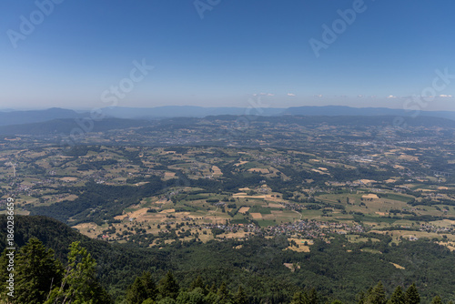 Beautiful panoramic view from Semnoz mountain in Haute-Savoie, France