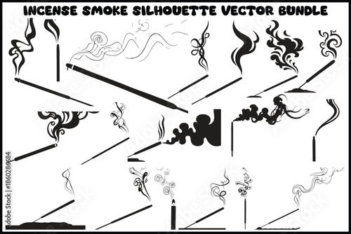 Incense Smoke Silhouette Vector Bundle