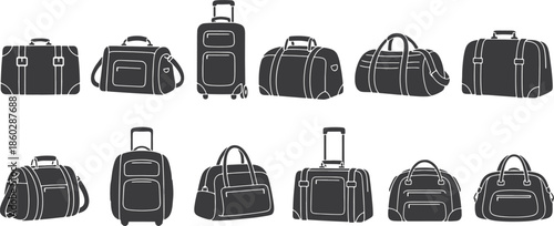 Collection of various travel bags Vector