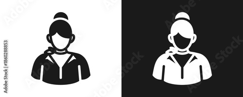 Stewardes Icon Set Glyph In White And Black Background