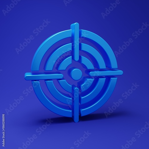 Blue Target sport icon isolated on blue background. Clean target with numbers for shooting range or pistol shooting. Minimalism concept. 3D render illustration