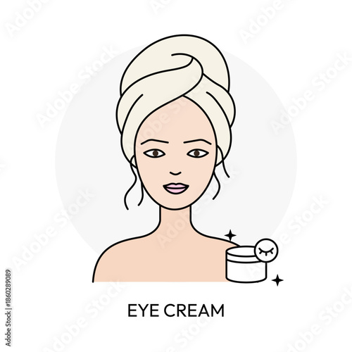 Under Eye Care Beauty Routine Outline Illustration