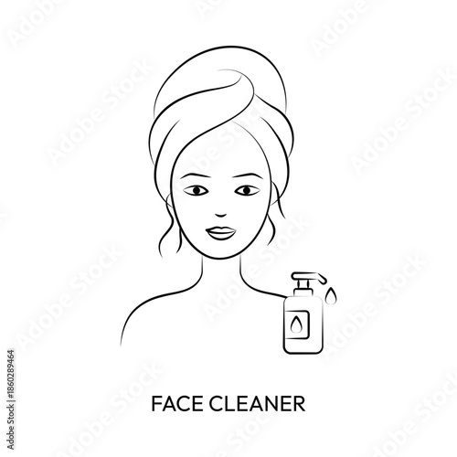 Face Cleanser Skincare Routine Line Icon Illustration