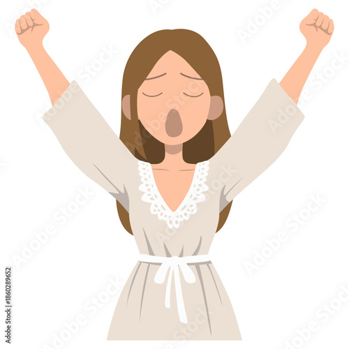 Woman Yawn Morning Wake Up Illustration.