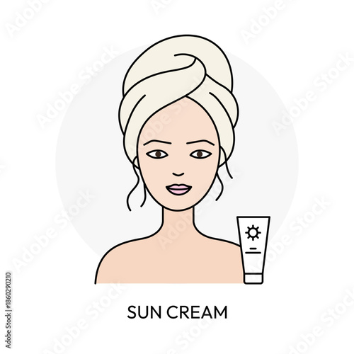 Sunscreen Application Skincare Routine Line Icon