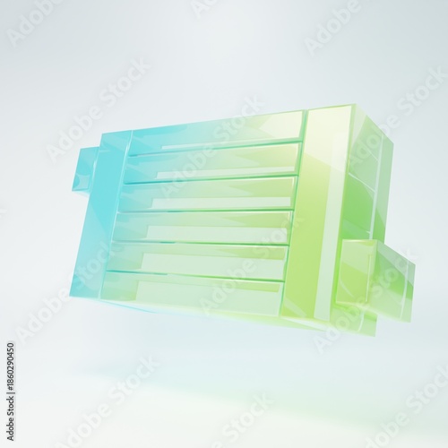 Frosted glass Car radiator cooling system icon isolated on white background. Minimalism concept. 3D render illustration