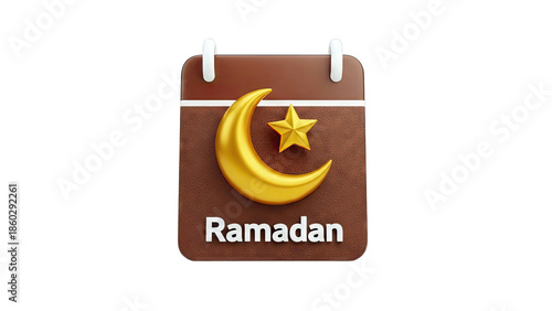 Ramadan Calendar with Crescent Moon and Star Icon