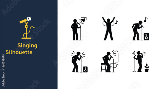 Singing performance silhouette Sheet for music and entertainment