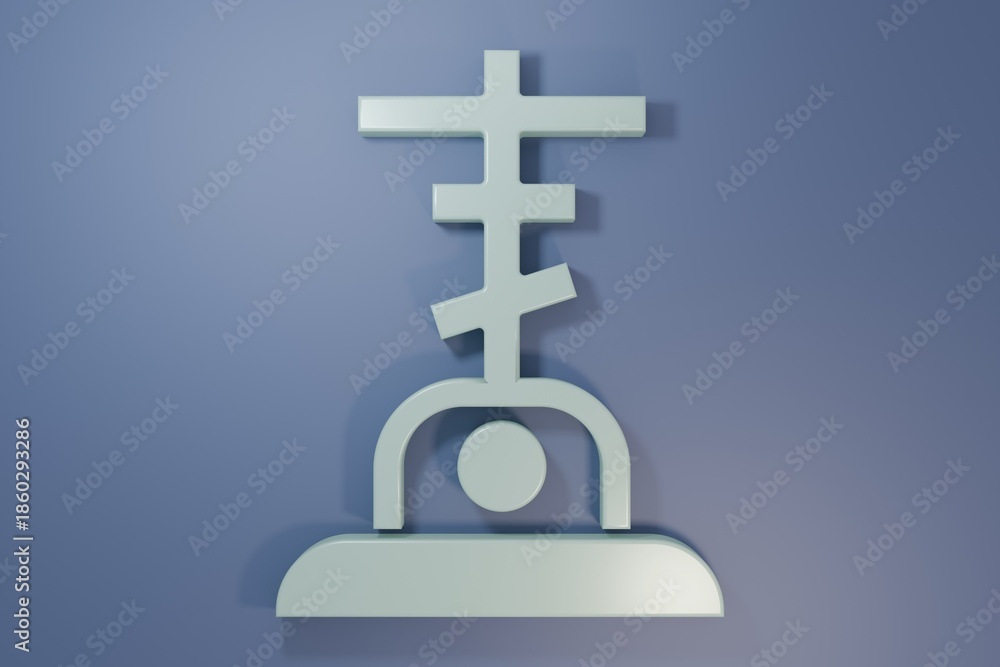 Obraz premium Grey Grave with cross icon isolated on purple-blue background. Minimalism concept. 3D render illustration