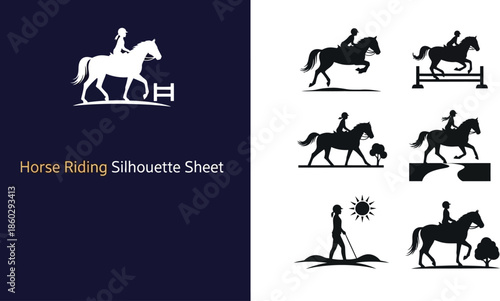Horse riding and equestrian activity silhouette Sheet