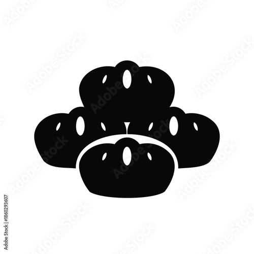 Five black crowns arranged in a geometric pattern, royal and bold