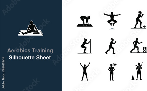 Aerobics fitness exercise silhouette Sheet