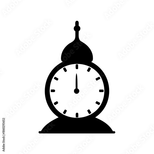 Simple black silhouette of a standing clock with a dome on top