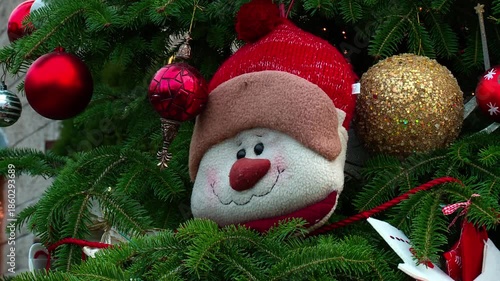 Christmas Tree Ornaments with Snowman Figure on the Tree