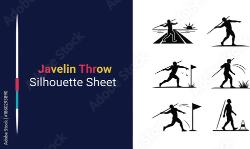 Javelin throw athletics technique silhouette Sheet