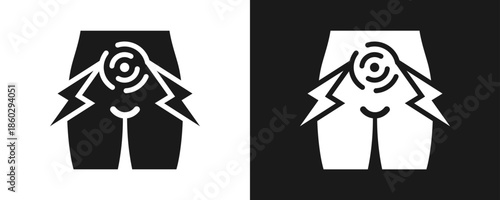 Abdominal Pain Icon Set Glyph In White And Black Background