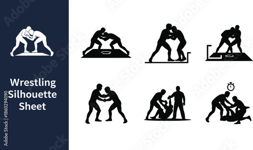 Wrestling match and grappling silhouette Sheet