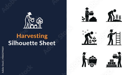 Farm harvesting and agricultural work silhouette Sheet