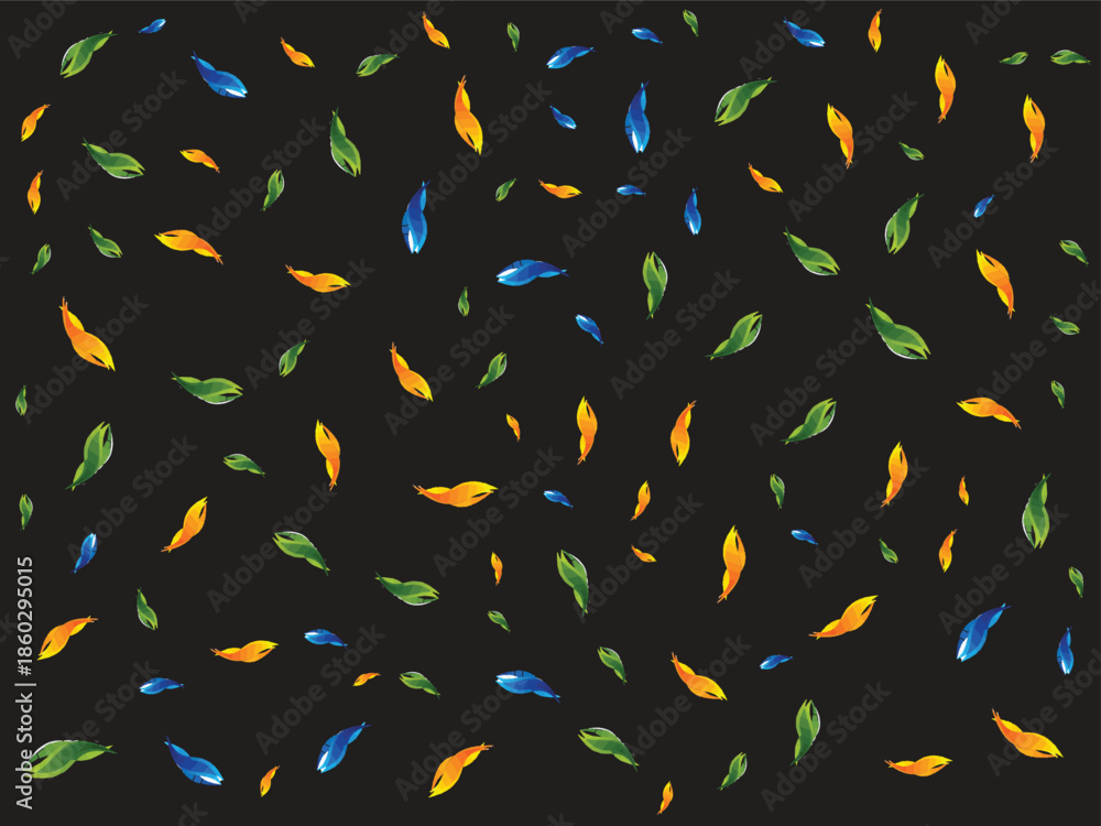 Naklejka premium Abstract Colorful Scattered Leaves Pattern Vector isolated PNG with Transparent Background