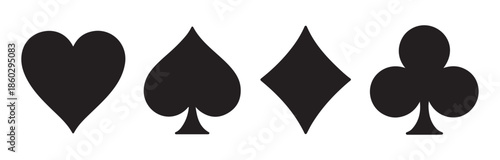Set of four playing card suits hearts diamonds spades and clover isolated on white background