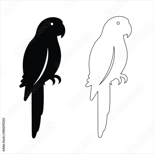 Parrot silhouette isolated - vector illustration. Flying macaw parrot silhouette vector graphic design element illustration .