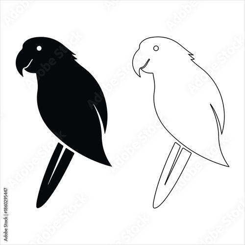 Parrot silhouette isolated - vector illustration. Flying macaw parrot silhouette vector graphic design element illustration .