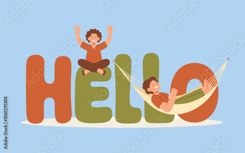 Children playing with colorful letters in a serene environment